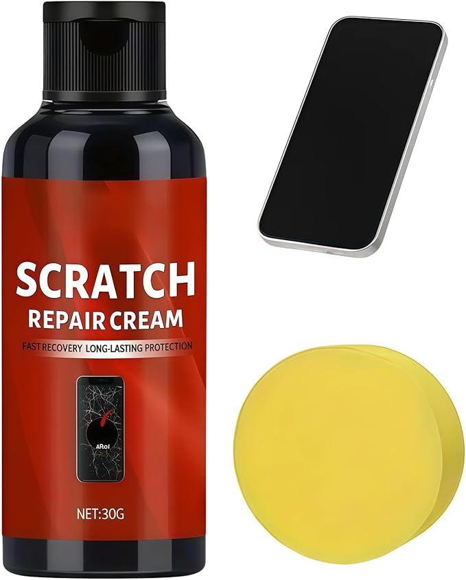 Glass Scratch Remover,Phone Screen Scratch Repair Kit,,Phone Screen Restoration Care Cream,Polishing Compound Kit with Sponge,Improve Clarity,Wide Application,Maintenance Care,Lens Scratch Remove