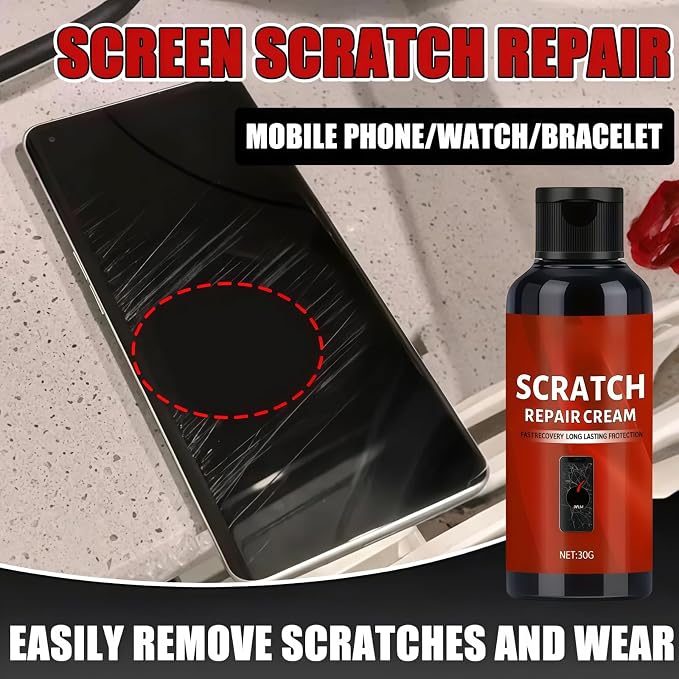Glass Scratch Remover,Phone Screen Scratch Repair Kit,,Phone Screen Restoration Care Cream,Polishing Compound Kit with Sponge,Improve Clarity,Wide Application,Maintenance Care,Lens Scratch Remove